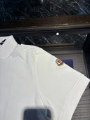 Polo piqué blanc à patte de boutonnage tricolore