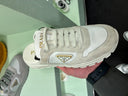 Sneakers mule runner en nylon et suède blanc cassé