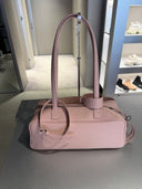 Sac Carrie Bowling S en cuir grainé rose poudré