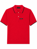 Polo en piqué de coton rouge à finitions contrastées