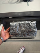 Sac porté épaule métallisé argent Monaco Chain