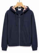 Hoodie zippé bleu marine à capuche check iconique