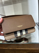 Sac bandoulière House Check brun taupe