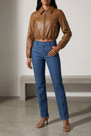 Veste Cuir Beige