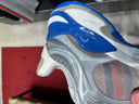 Sneakers runner oversize en mesh et cuir argenté bleu