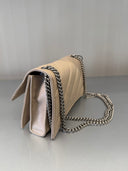 Sac matelassé taupe à chaîne argentée – Crush Chain Bag XS