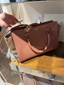 Sac cabas réversible à carreaux et cuir rose poudré