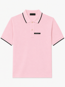 Polo en piqué de coton rose pâle à finitions contrastées