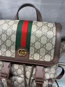 Sac à dos toile GG Supreme bande Web vert et rouge