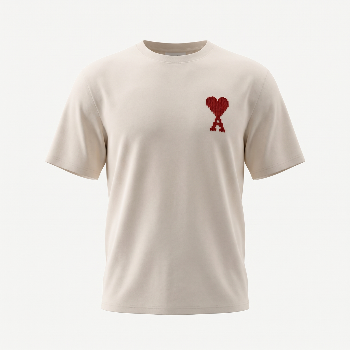 T-shirt Beige Ami Soleil Rouge – face