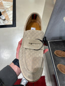 Mocassins en suède GG embossé beige semelle gomme