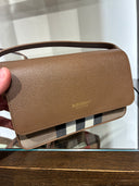 Sac bandoulière House Check brun taupe