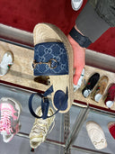 Sandales espadrilles compensées en denim monogrammé