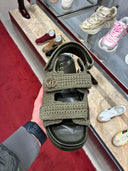 Sandales plateforme crochet GG kaki