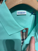 Polo piqué à détail check turquoise pastel