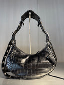Sac porté épaule Le Cagole Shoulder Bag Extra Small Crocodile Embossé Strass