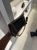 Sac effet crocodile noir à chaîne dorée – Crush Chain Bag XS