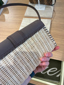 Sac bandoulière Le Bambino Long en osier et cuir marron