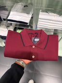 Polo en piqué de coton bordeaux à finitions contrastées