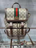 Sac à dos toile GG Supreme bande Web vert et rouge