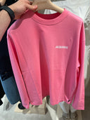 T-shirt manches longues à logo imprimé rose