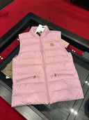 Gilet matelassé léger sans manches à col montant rose poudré