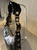 Sac porté épaule Le Cagole Shoulder Bag Extra Small Crocodile Embossé Strass