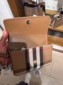 Pochette bandoulière New Hampshire MX Earth en cuir brun et toile Check
