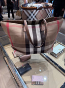 Sac Cabas London Check beige et taupe