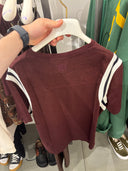 T-shirt football en lin mélangé bordeaux à patch numéro