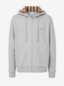 Hoodie zippé gris chiné à capuche check iconique