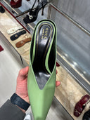 Escarpins slingback vernis vert pistache à bout pointu