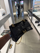 Sac porté épaule Crush Chain effet crocodile noir – Crush Chain Bag S