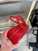 Sac à main mini structuré en cuir rouge vermillon