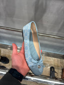 Ballerines GG en denim bleu ciel perlées