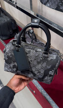 Mini sac bowling bandoulière monogrammé camouflage gris anthracite