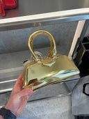 Sac à main mini métallisé effet miroir doré