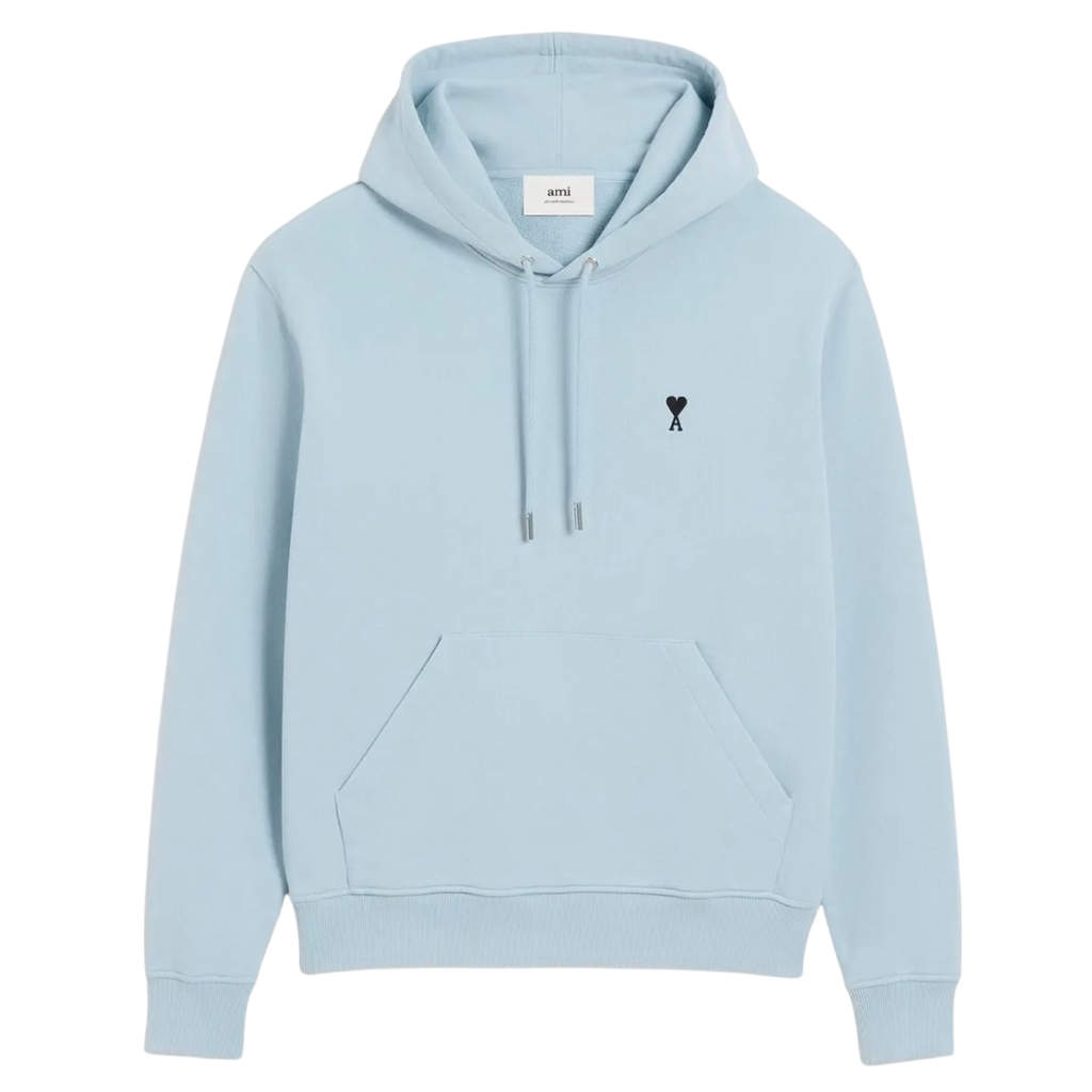 Hoodie Bleu Ciel Ami De Coeur Noir en Coton — Ami Paris