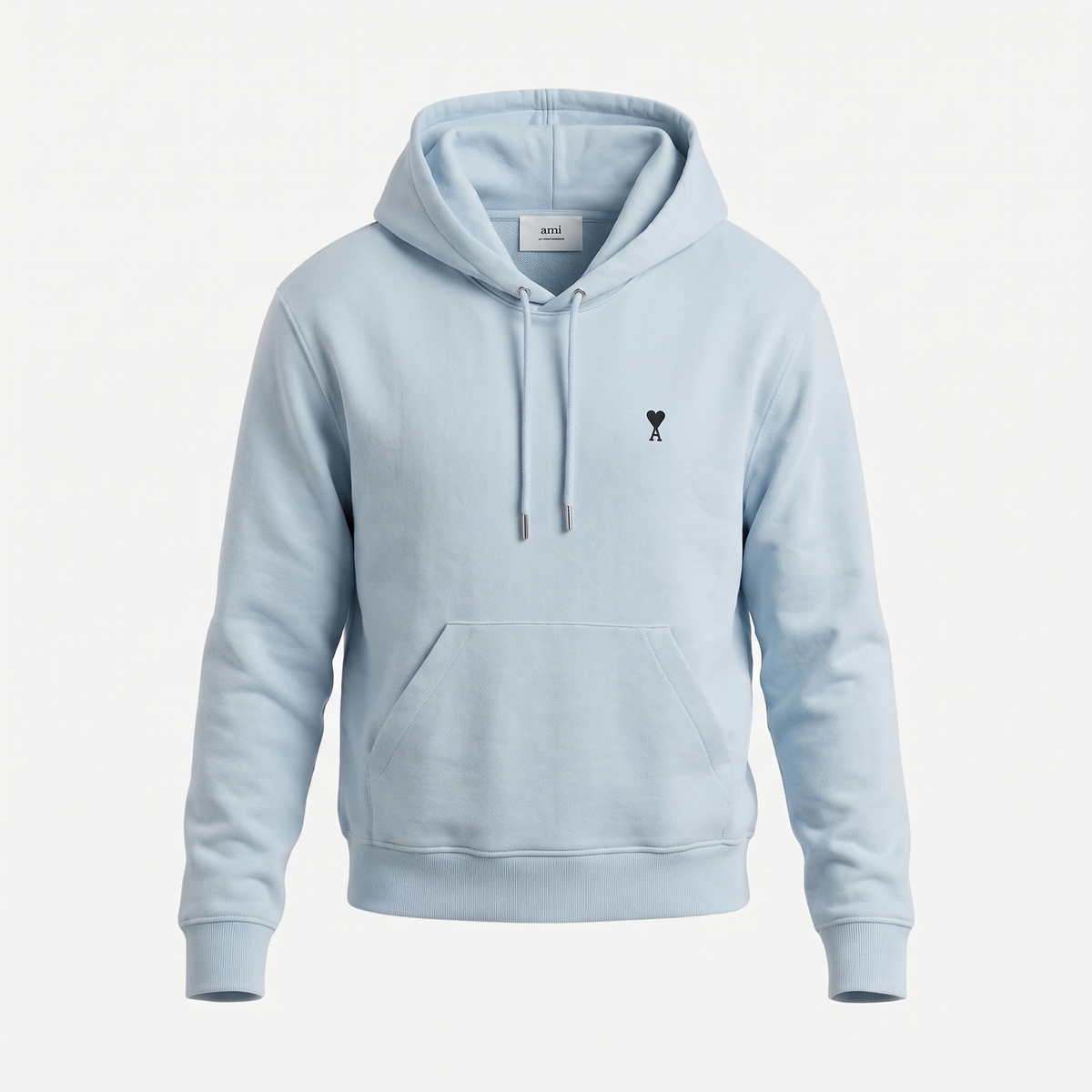 Hoodie Bleu Ciel Ami De Coeur Noir en Coton – face