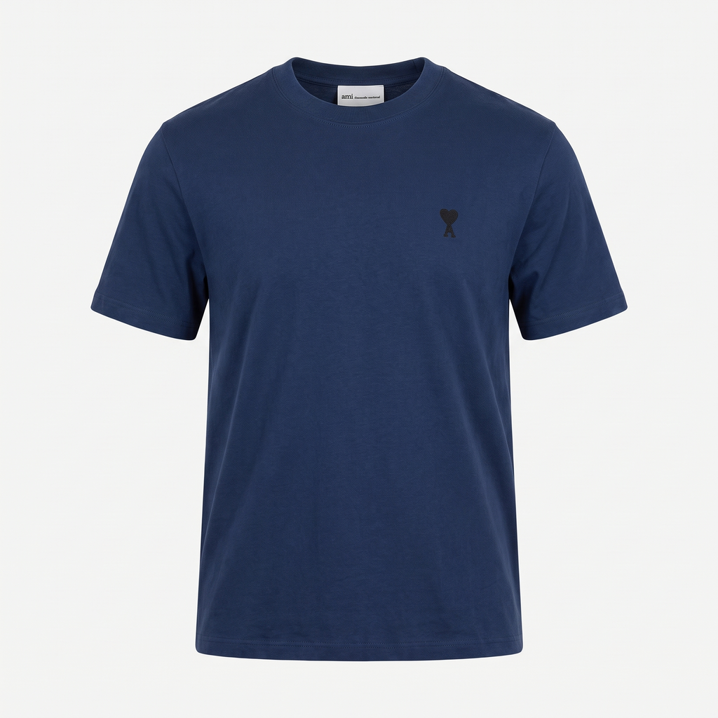 T-shirt Bleu Marine Ami de Coeur Noir en Coton – face