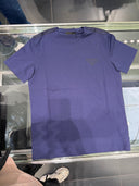 T-shirt en coton avec logo triangulaire ton sur ton et empiècements nylon bleu marine
