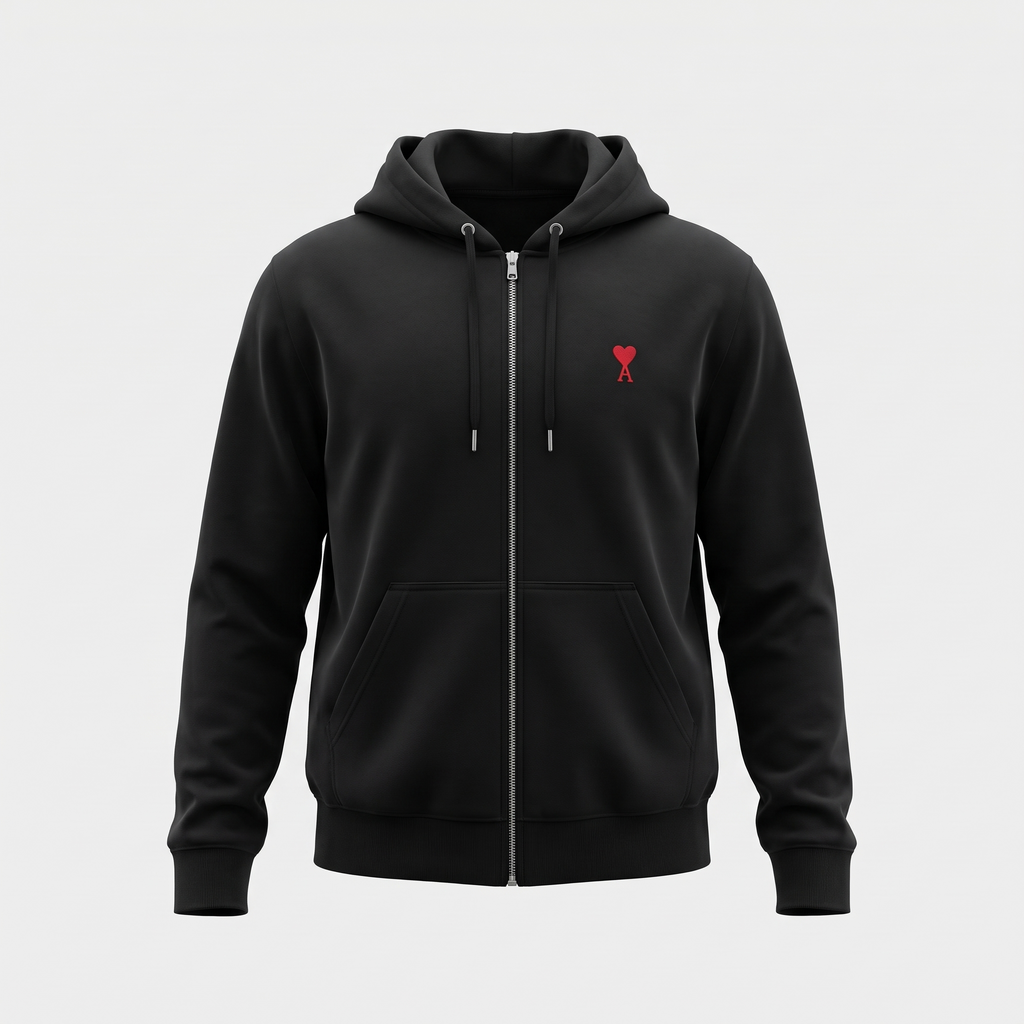 Hoodie Zippe Ami De Coeur en Coton – face