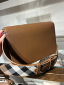 Sac bandoulière House Check brun taupe