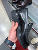 Mocassins plateforme en cuir noir GG embossé