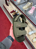 Sandales plateforme crochet GG kaki