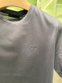 T-shirt en jersey de coton gris plomb avec logo brodé ton sur ton