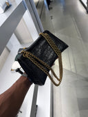 Sac porté épaule Crush Chain effet crocodile noir – Crush Chain Bag S