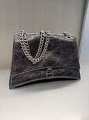 Sac porté épaule Crush Chain Medium métallisé gris acier