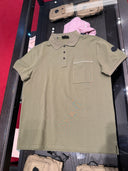 Moncler Polo en coton piqué kaki à poche poitrine