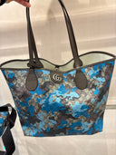 Cabas monogrammé camouflage bleu grand format